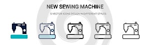 New sewing machine icon in filled, thin line, outline and stroke style. Vector illustration of two colored and black new sewing