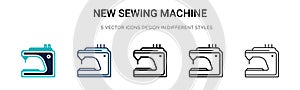 New sewing machine icon in filled, thin line, outline and stroke style. Vector illustration of two colored and black new sewing