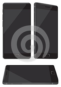 New Shiny Black Mobile Phone Isolated on White