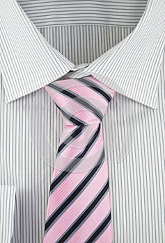 New shirt with striped silk necktie