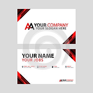 The new simple business card is red black with the AA logo Letter bonus and horizontal modern clean template vector design.