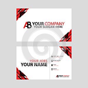 The new simple business card is red black with the AB logo Letter bonus and horizontal modern clean template vector design.