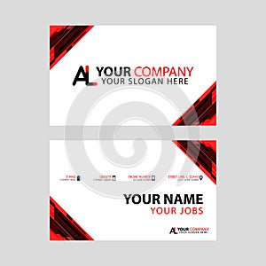 The new simple business card is red black with the AL logo Letter bonus and horizontal modern clean template vector design.