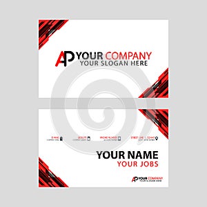 The new simple business card is red black with the AP logo Letter bonus and horizontal modern clean template vector design.