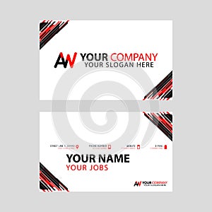 The new simple business card is red black with the AW logo Letter bonus and horizontal modern clean template vector design.