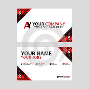 The new simple business card is red black with the AY logo Letter bonus and horizontal modern clean template vector design.