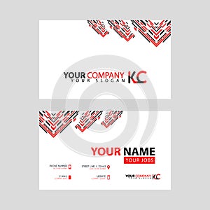 The new simple business card is red black with the KC logo Letter bonus and horizontal modern clean template vector design.