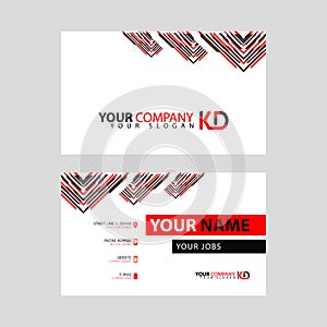 The new simple business card is red black with the KD logo Letter bonus and horizontal modern clean template vector design.