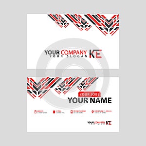 The new simple business card is red black with the KE logo Letter bonus and horizontal modern clean template vector design.