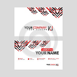 The new simple business card is red black with the KI logo Letter bonus and horizontal modern clean template vector design.