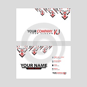 The new simple business card is red black with the KJ logo Letter bonus and horizontal modern clean template vector design.