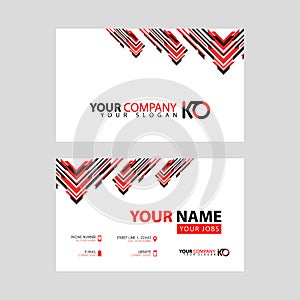 The new simple business card is red black with the KO logo Letter bonus and horizontal modern clean template vector design.