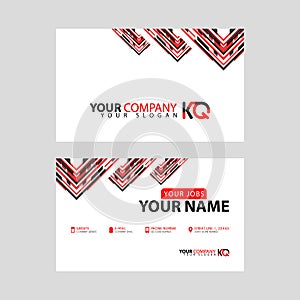 The new simple business card is red black with the KQ logo Letter bonus and horizontal modern clean template vector design.