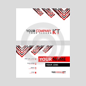 The new simple business card is red black with the KT logo Letter bonus and horizontal modern clean template vector design.