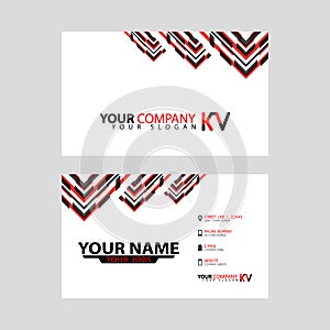 The new simple business card is red black with the KV logo Letter bonus and horizontal modern clean template vector design.