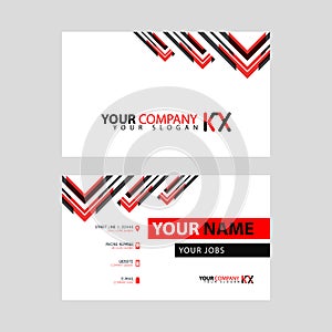 The new simple business card is red black with the KX logo Letter bonus and horizontal modern clean template vector design.