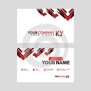 The new simple business card is red black with the KY logo Letter bonus and horizontal modern clean template vector design.