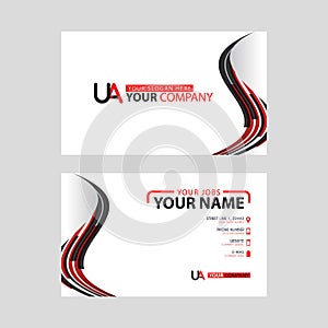 The new simple business card is red black with the UA logo Letter bonus and horizontal modern clean template vector design.