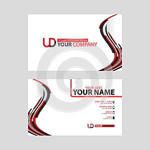 The new simple business card is red black with the UD logo Letter bonus and horizontal modern clean template vector design.