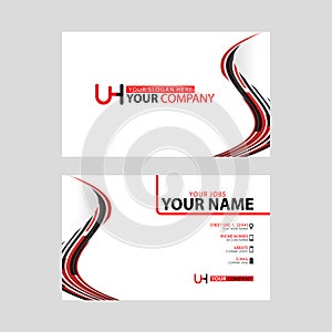 The new simple business card is red black with the UH logo Letter bonus and horizontal modern clean template vector design.