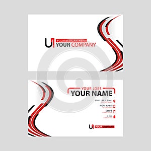 The new simple business card is red black with the UI logo Letter bonus and horizontal modern clean template vector design.