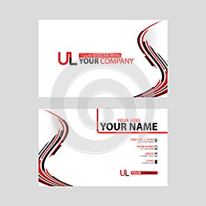 The new simple business card is red black with the UL logo Letter bonus and horizontal modern clean template vector design.