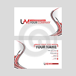 The new simple business card is red black with the UM logo Letter bonus and horizontal modern clean template vector design.