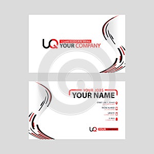 The new simple business card is red black with the UQ logo Letter bonus and horizontal modern clean template vector design.