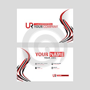 The new simple business card is red black with the UR logo Letter bonus and horizontal modern clean template vector design.