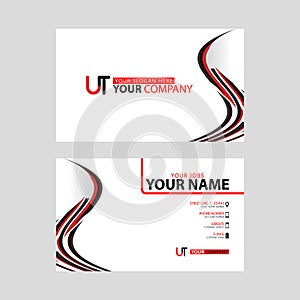 The new simple business card is red black with the UT logo Letter bonus and horizontal modern clean template vector design.