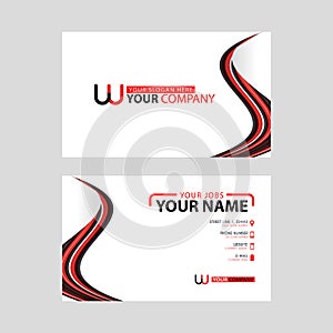The new simple business card is red black with the UU logo Letter bonus and horizontal modern clean template vector design.