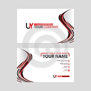 The new simple business card is red black with the UY logo Letter bonus and horizontal modern clean template vector design.