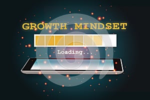 Growth mindset loading on smartphone on abstract background