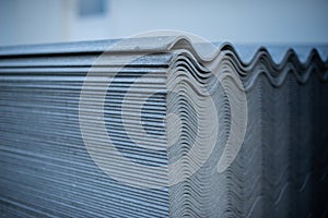 New slate. asbestos-cement sheets of roofing material for roofing