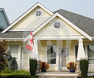 House Home Yellow Exterior Front Elevation Roof Details