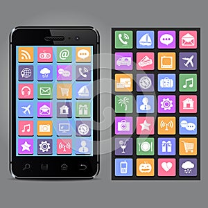 New smartphone with app icons