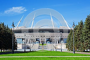 The new soccer Saint-Petersburg Stadium (Krestovsky) in St. Petersburg ander construction