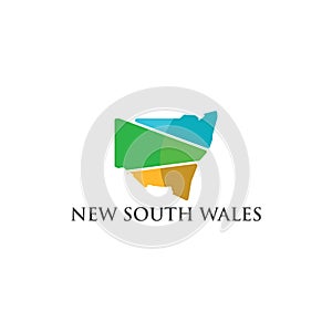 New south wales map geometric illustration design