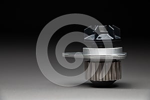 New spare part on a gradient gray background7 Internal combustion engine cooling system pump
