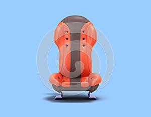 New sport car seat front view 3d render on blue