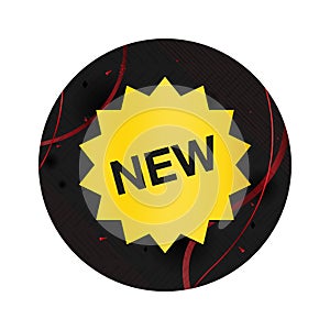 New star badge icon elegant black round button