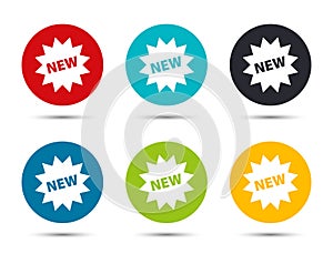 New star badge icon flat round button set illustration design