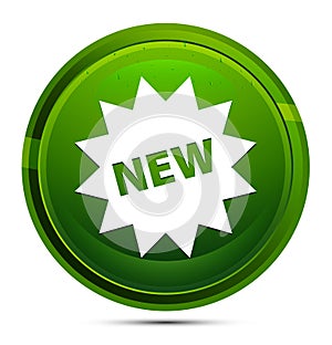 New star badge icon glassy green round button illustration