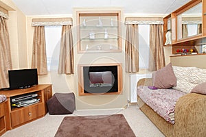 New static home caravan interior