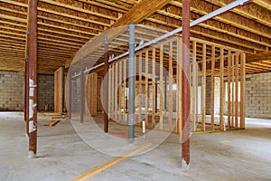 A new stick built interior construction basement renovation