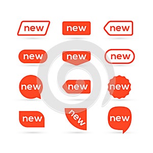 New sticker flat style tag design. New promotion label isolated for advertising. Icon new sign for market