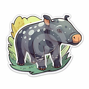 New Sticker Set Featuring Cute Polygonic Malayan Tapirs In Anime Style photo