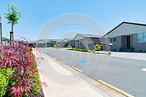 New subdivision street with uniform homes