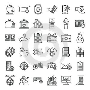 New subsidy icons set, outline style