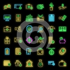 New subsidy icons set vector neon